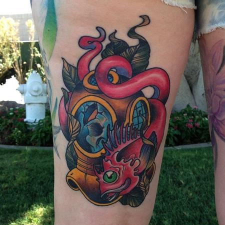 Jon von Glahn - scuba diver helmet eel skull Ink-n-Iron